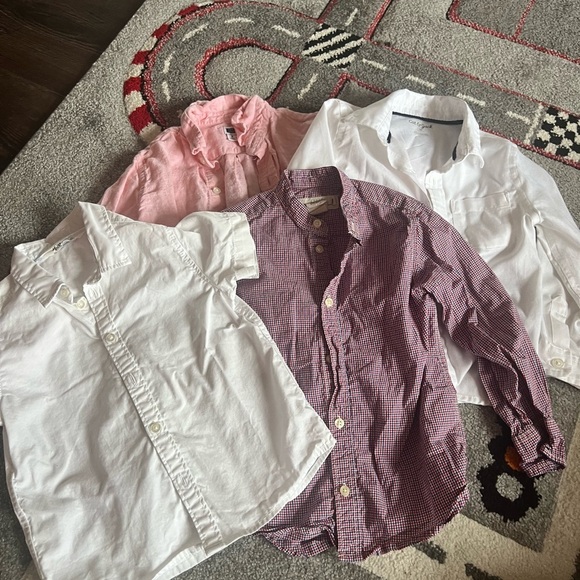 Janie and Jack Other - Kids' Button-Up Shirt Bundle 3T - White, Pink, Red